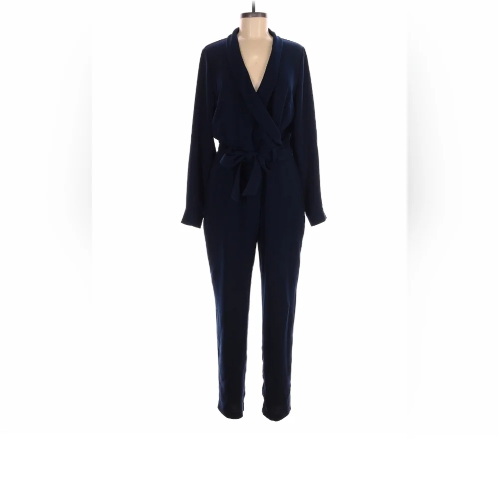NWT Sezane Heaven Marine Jumpsuit Wrap Front Belted US 10 UK 14 Lightweight - Picture 3 of 14